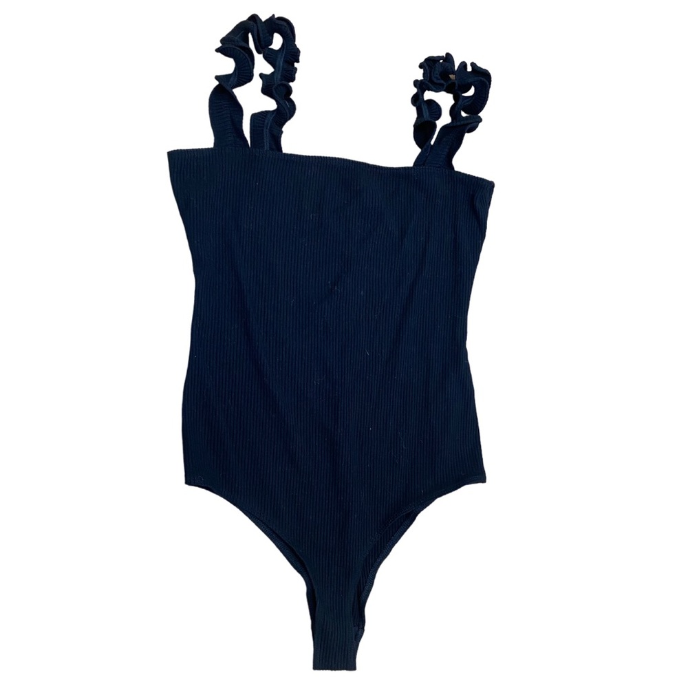 Reformation Hampton Ribbed Bodysuit Ruffle Strap - Picture 3 of 12